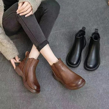 SH442 - Brown Zipper Ankle Boots